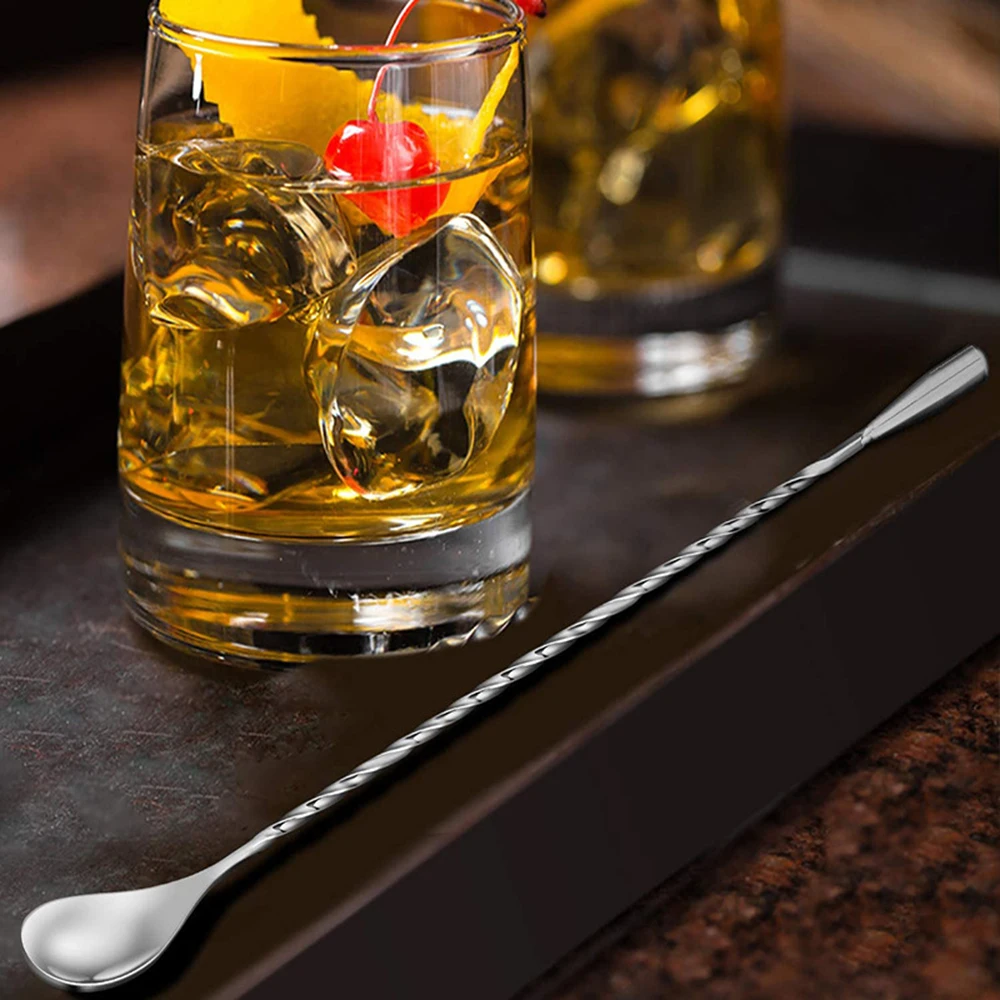 Long Handle Cocktail Stirrers Bartender Mixing Stick Spoon Stainless Steel Barman Kit Accessories Whisky Shaker Bar Kitchen