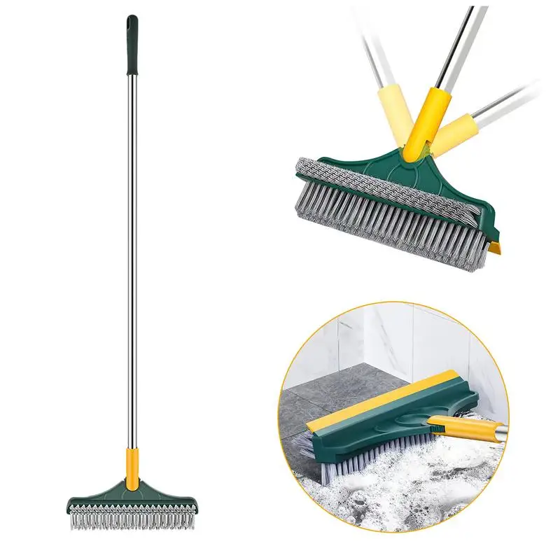 Floor Scrub Brush With Adjustable Long Handle Stiff Bristle Grout Brush Scrubber For Cleaning Bathroom, Kitchen, Wall Tub & Tile