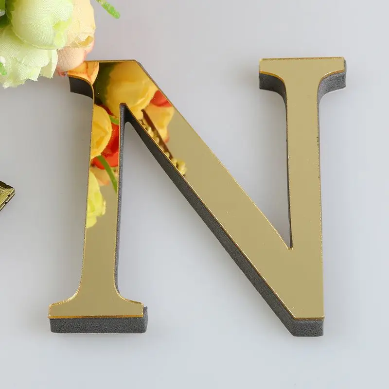 Acrylic Letter Stickers Alphabet Gold For Wall Art Mural Decorations 20cm 3D Mirror DIY Name Wedding Party Home Decor Decals