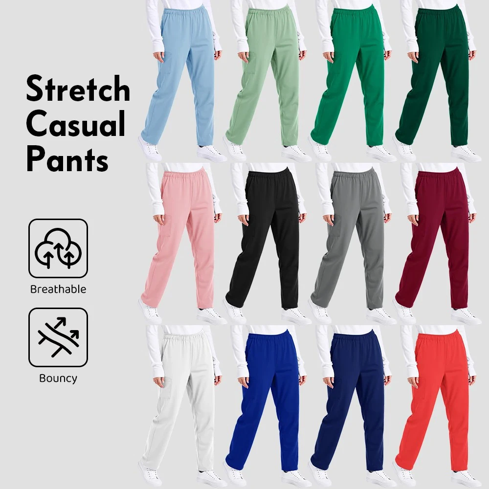 Pantalon de gommage de couleur unie, pantalon chirurgical de laboratoire, uniforme de médecin et d'infirmière unisexe, pantalon de travail, accessoires d'infirmière, pantalon de médecin