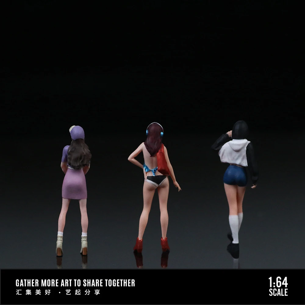Diorama 1/64 Miniatur Figur Schönheit Mädchen Puppe Set Modell Harz Miniatur Figuren DIY Minifiguren Modell Kits Garage Szene