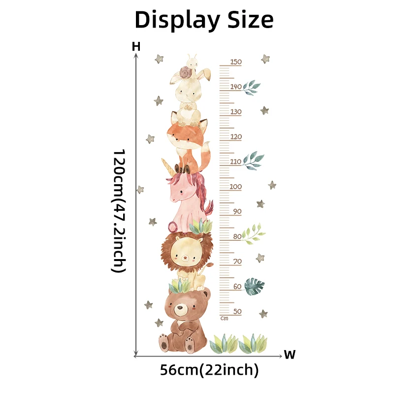 Baby Growth Height Chart, Cartoon Height Measure Wall Decals Sticker for Kids Rooms Child Growth Ruler Gauge Growth Chart
