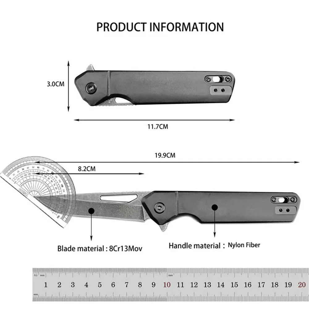 BK 239 Infusion Pocket Flipper Folding Knife Black Stonewashed 8Cr13Mov Tanto Blade Nylon Fiber Handles Camping Tactical Tool