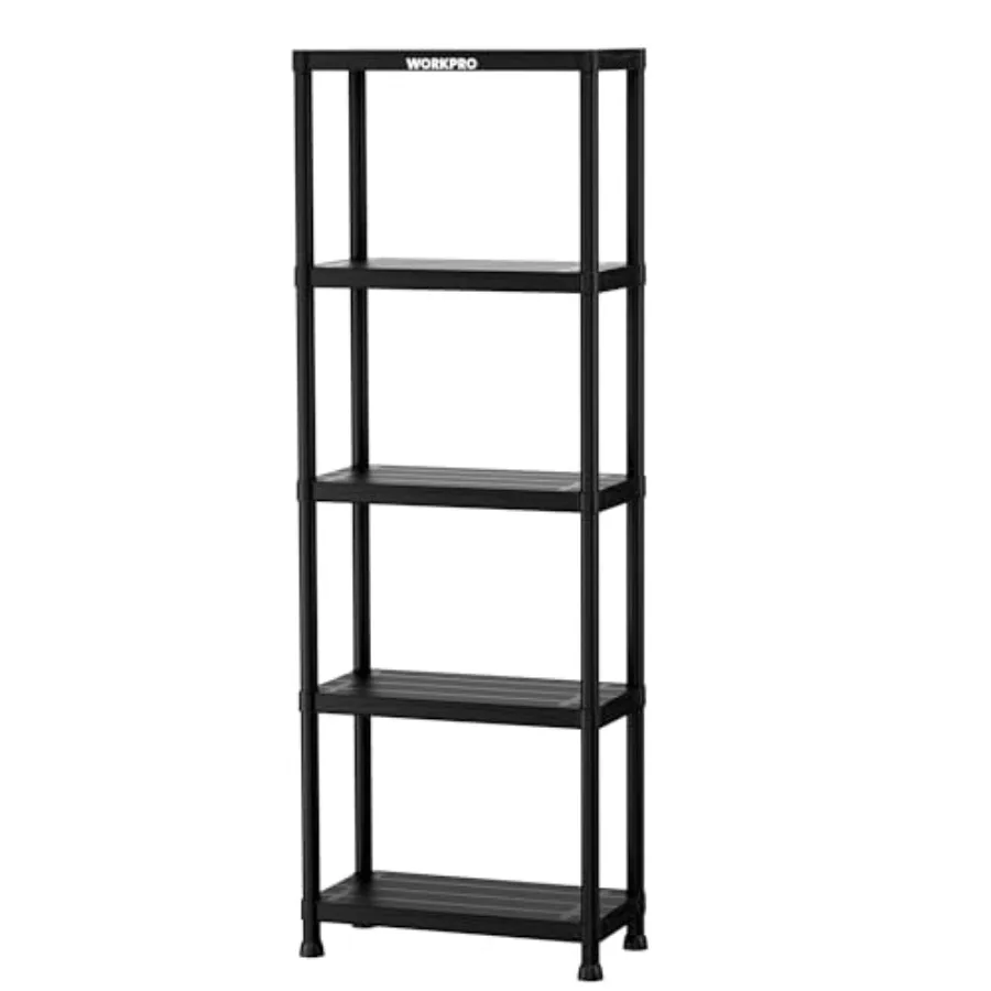 

5-Tier Plastic Storage Shelves, 500lb Capacity Shelving Unit, 67.1" H x 23.9" W x 12" D, Storage Rack for Garage, Home, Pantry,