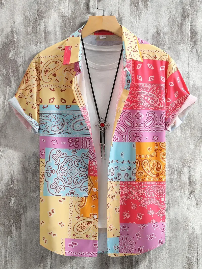 

Summer 3D printed men's fashionable street long sleeved Hawaiian shirt