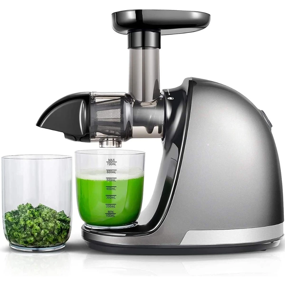 

Masticating Juicer Machines, Slow Cold Press Juicer with Reverse Function, High Juice Yield, Easy Clean with Brush