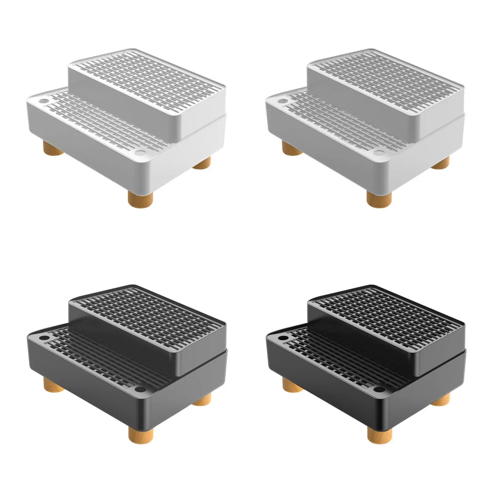 Tappetino per lettiera con piedini antiscivolo, scala per lettiera per gatti rimovibile, 2 gradini