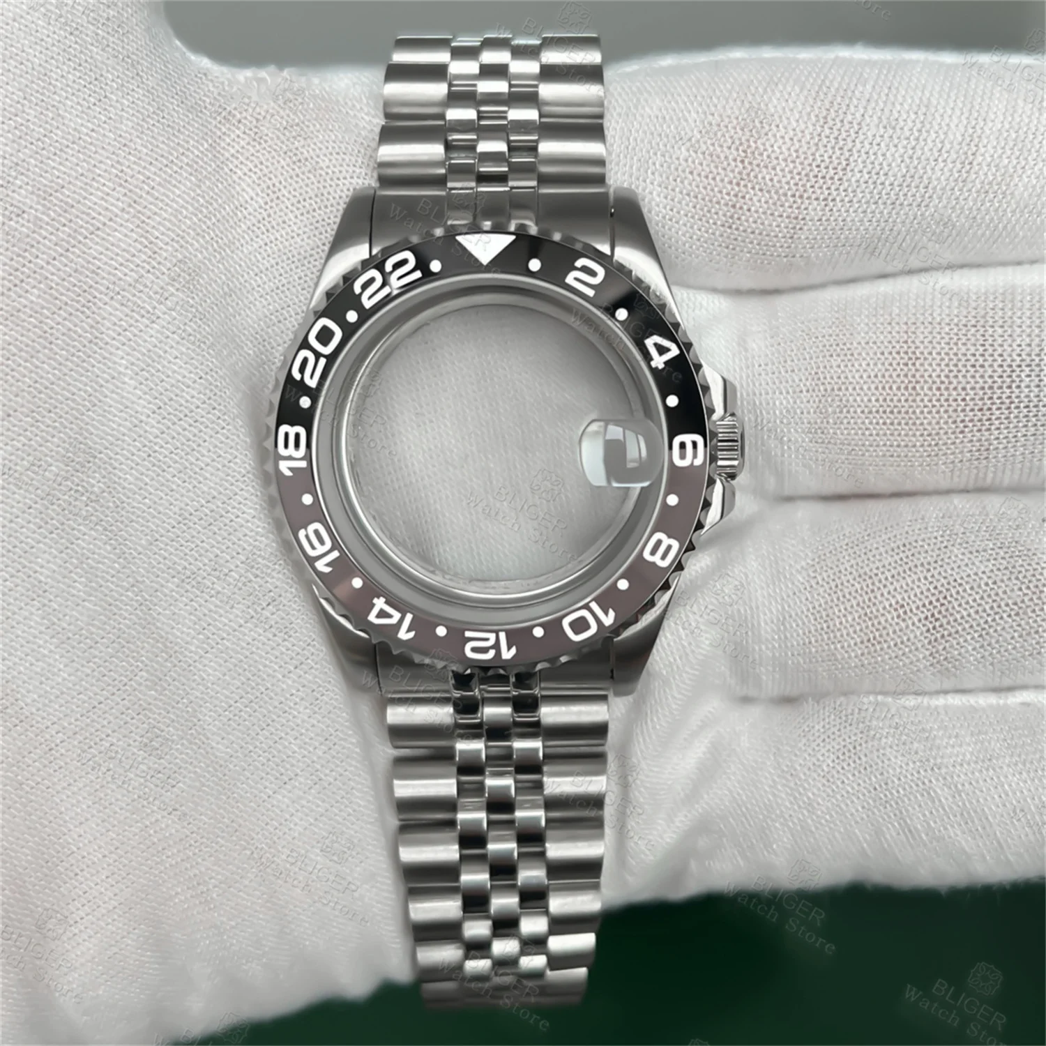 

BLIGER 38mm 40mm SUB GMT Black Grey Ceramic Insert Sapphire Glide Lock Clasp Watch Case For ​NH34/35/36 ETA2824 PT5000 Movement