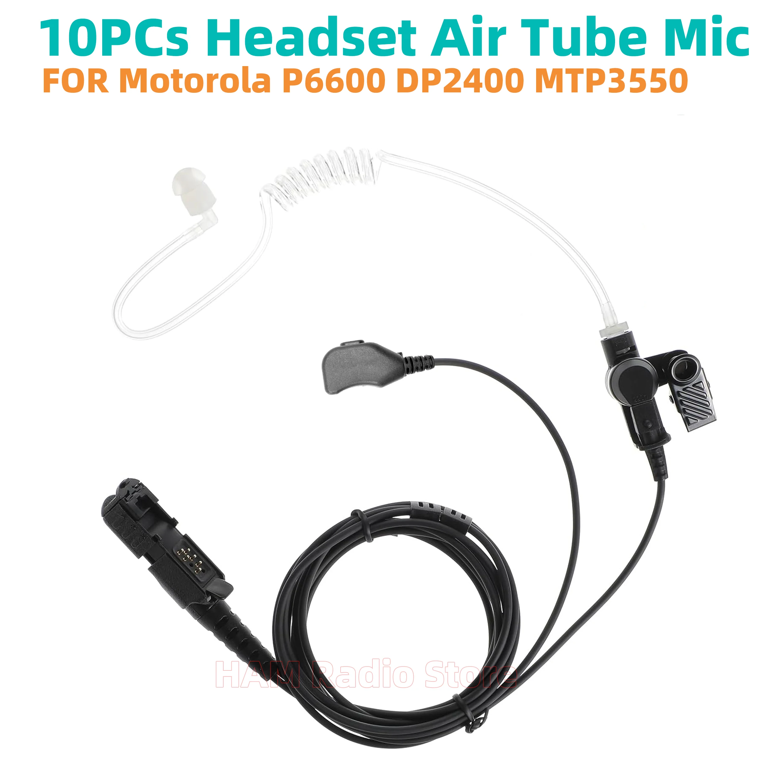 10Pcs Headset For Motorola MTP3550 MTP3250 DP2400/2600 DP3441e XiR P6600/P6620 DEP550/570 XPR3300/3500e Walkie Talkie Earpiece