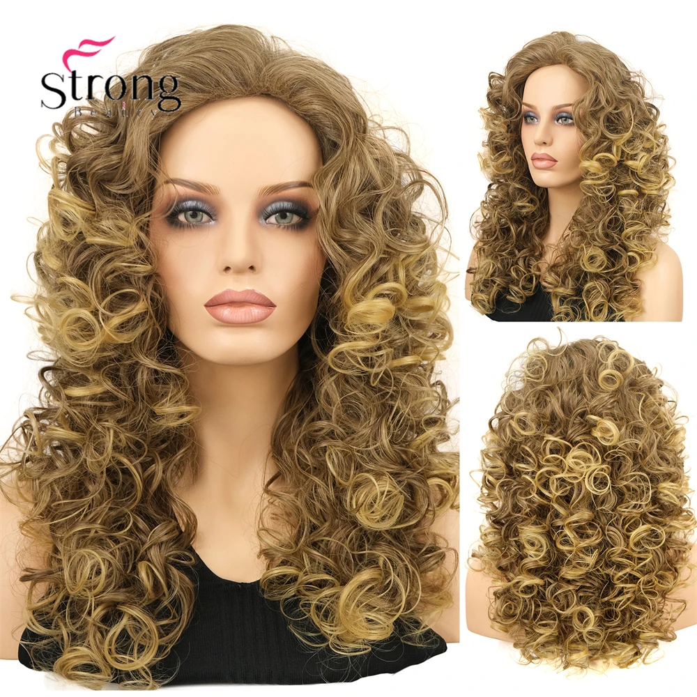 

Длинный вьющийся парик для женщин Рыжий вьющийся афро Полный синтетический парик Женские парики