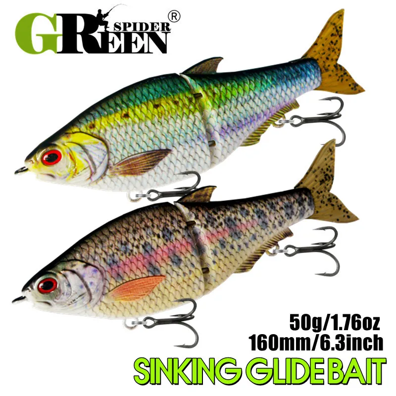 GREENSPIDER 160 mm 50 g Sinking Glide Swimbait Weicher Köder Silikon Wobbler für Pike Bass Shad Glide Swimbait Angelköder