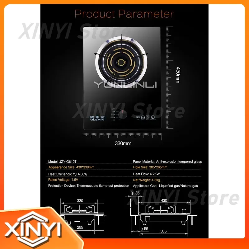 Single Gas Burner Cooktop Hob for Household Use Embedded Table Cocina A Gas Cooker Burner for Kitchen Cooking