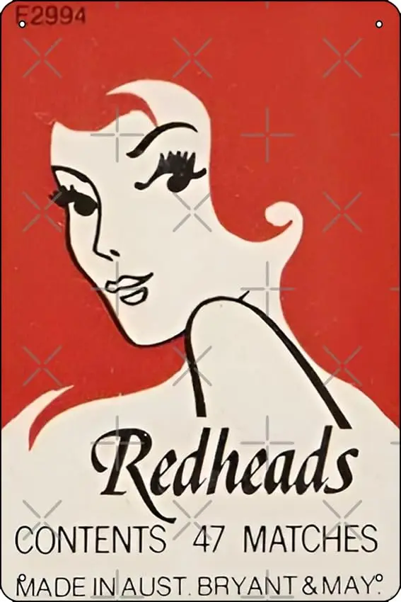 Redhead Safety Matches #2 Poster Funny Metal Tin Sign for Home Kitchen Bar Room Garage Decor