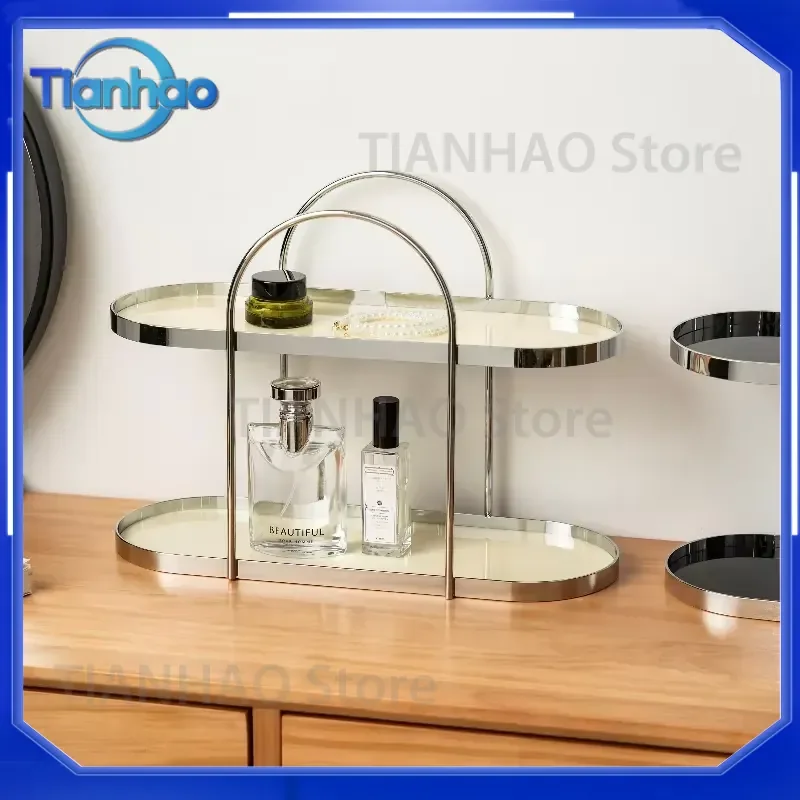 Acrylic Cosmetic Organizer Shelf Multifunctional Cup Holder with Handle Extra Long Desktop Storage Rack Clear Strong Layer