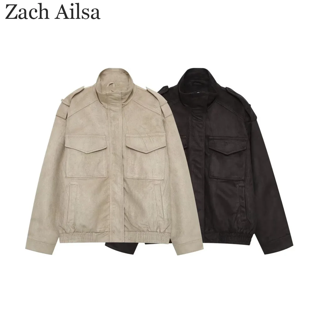 

New Autumn Products Women's Clothing European and American Style Fashionable Suede Texture Leather Jacket