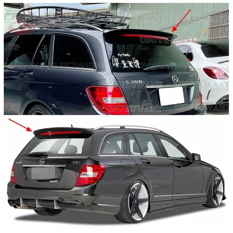 For Mercedes Benz W204 Wagon C200 C300 C63 Estate / Wagon High Quality Carbon Fiber Roof Spoiler Car Rear Wing Spoiler 2010-2014