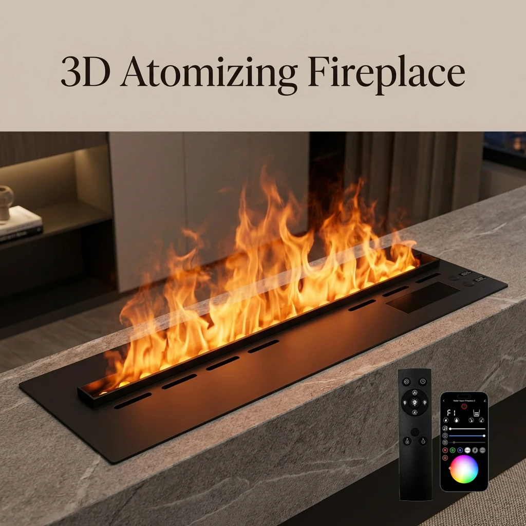 

Электрический камин с дистанционным управлением через приложение, функцией увлажнения воздуха, реалистичным пламенем, для декора интерьера, паровой камин.