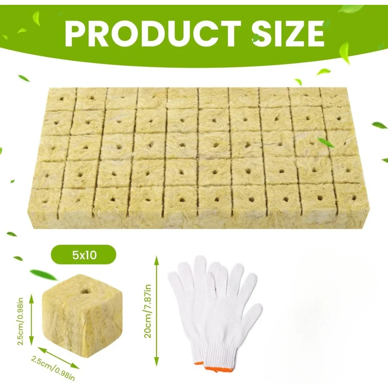 【50 PCS Stone Wool Growing 】Hydroponic Propagation Cubes for Plant Cloning, Seed Germination - Soilless Cultivation Substrate