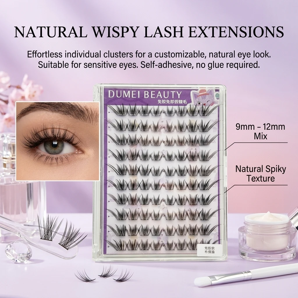 10rows No Glue Needed Cat Eyes False Eyelashes Natural Curling Eye Tail Elongated Eyelash Extension For Women Daily Makeup Tools
