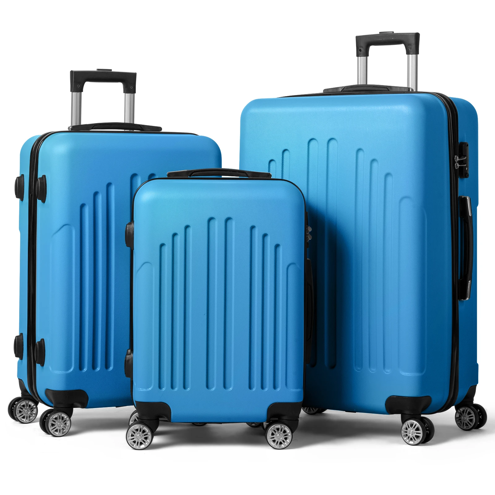 Curved Vertical Stripe 3-in-1 Trolley Case - Royal Blue