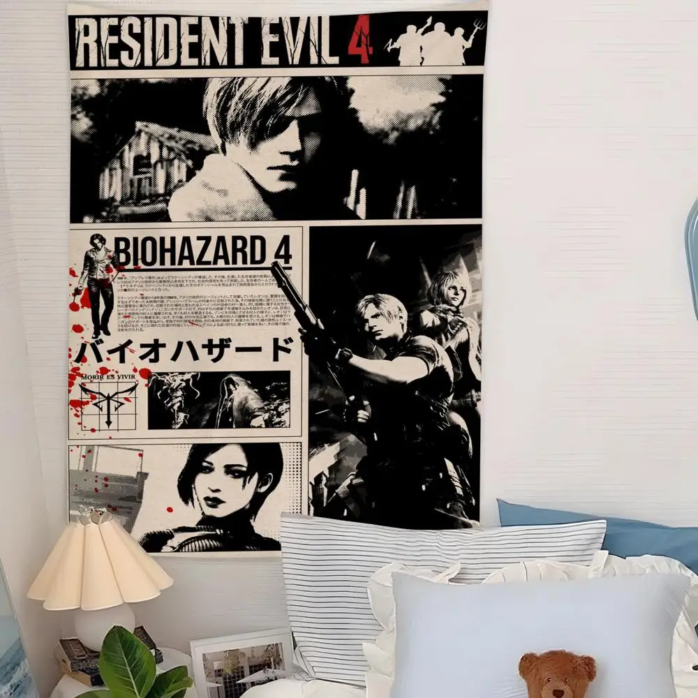 Game R-resident Evil Tapestry Microfiber Background Art Decor For Bedroom Living Room Bar Garden Outdoor Festival Wall Decor