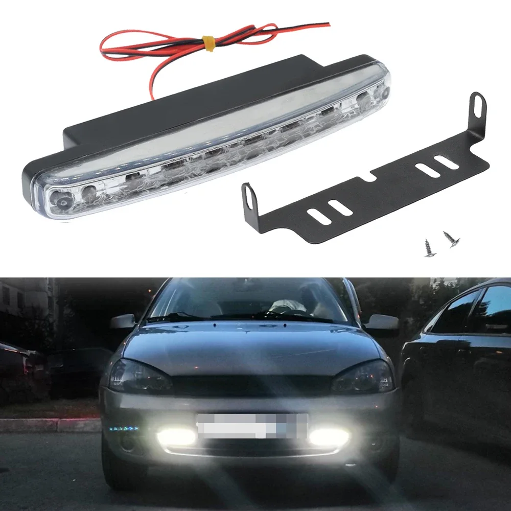 

Car DRL Headlight DayTimes Running Lights DayLight Waterproof Lens 8LED White DC 12v Head Lamp Parking Bulb Fog Light Universal