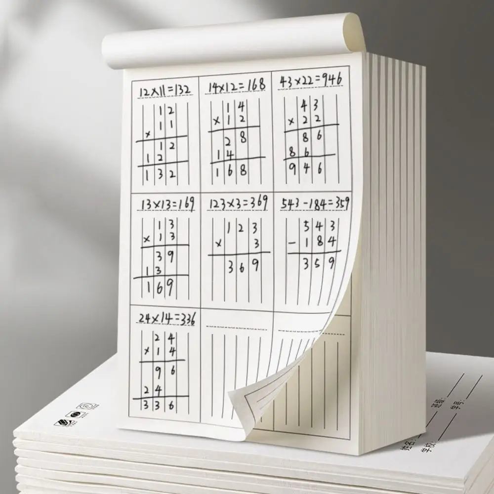 40 Sheets Thickened Paper Vertical Mathematical Workbooks Notebook Minimalist Math Exercise Books Simple Draft Paper