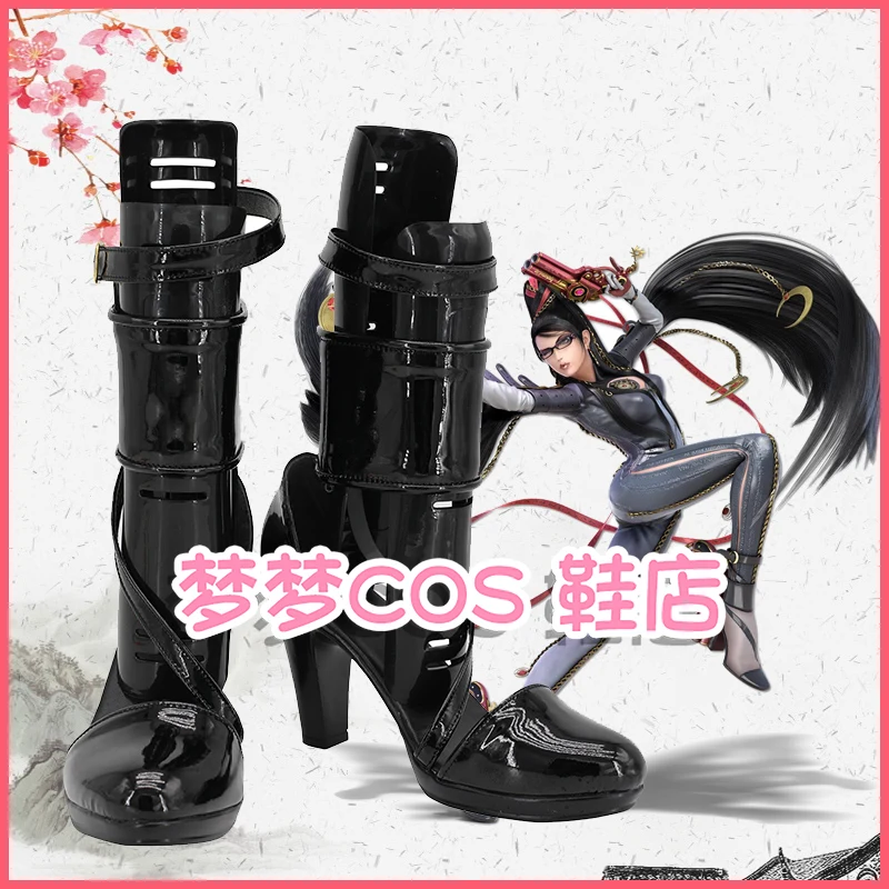 Buty do cosplayu Bayonetta Cereza Cerezita, czarne szpilki, na Halloween, karnawał, imprezę.