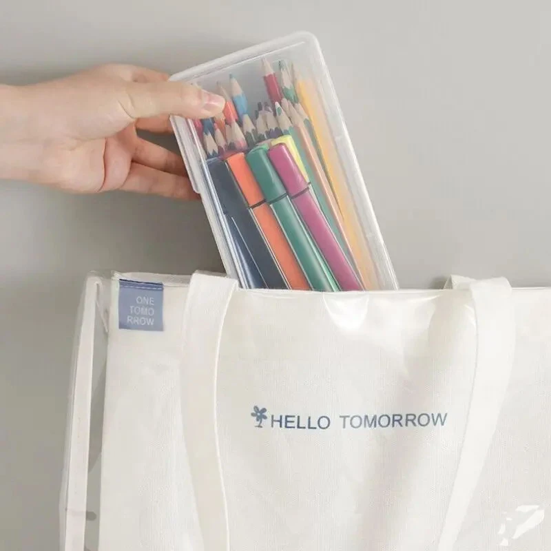 1PC Transparent Pencil Case Sketch Plastic Pencil Case Storage Case Pencil Case Large Capacity Tool Box Card Makeup Storage Box