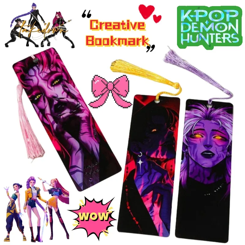K팝 데몬 헌터즈 조이 루미 에이비 사자 개성 있는 창의적인 태슬 북마크 학생들을 위한 정교하고 편리한 독서 태그