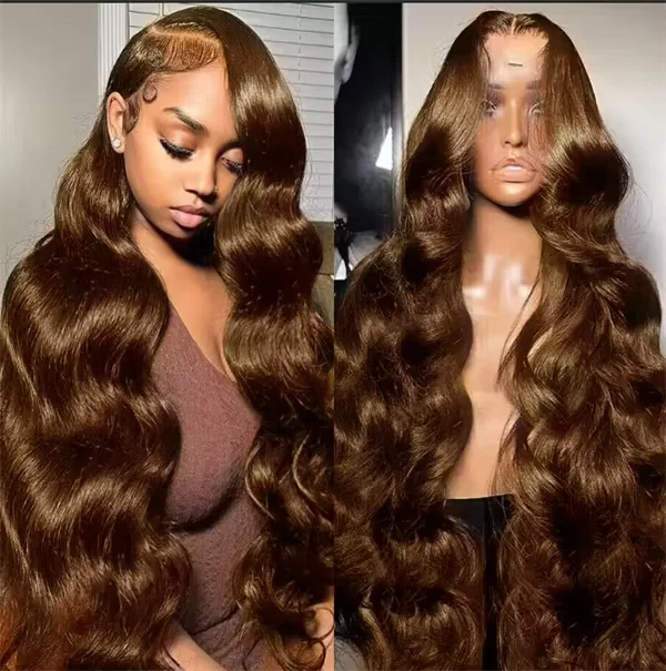 

Chocolate Brown Lace Front Wig Human Hair for Women 13x4 HD Body Wave Lace Frontal Wigs Pre Plucked with Baby Hair Glueless Wigs