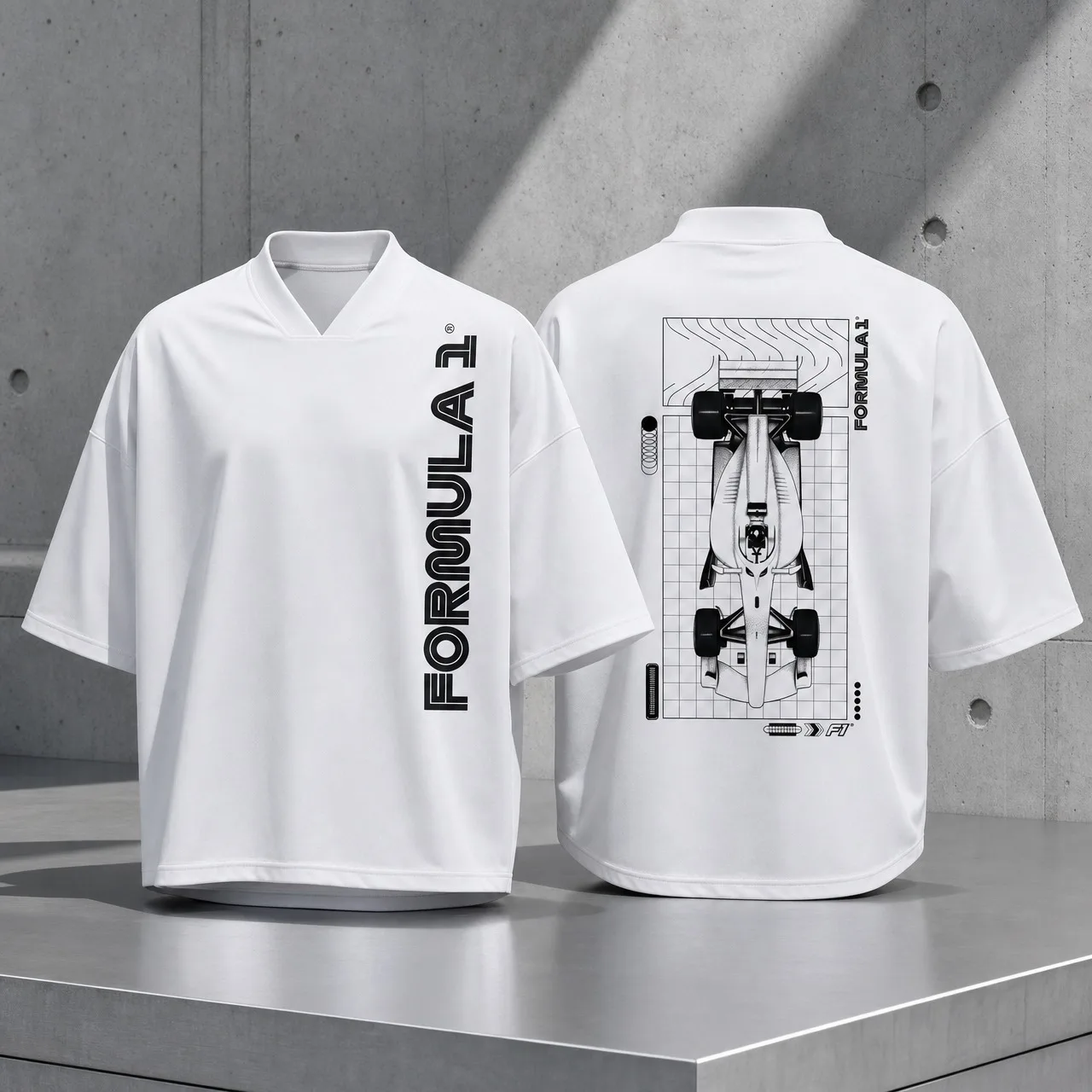 Formula One Large V-neck T-shirt 3D Double-Sided Printed Quick Drying Soft Racing Streetwear Short Sleeved T-shirt