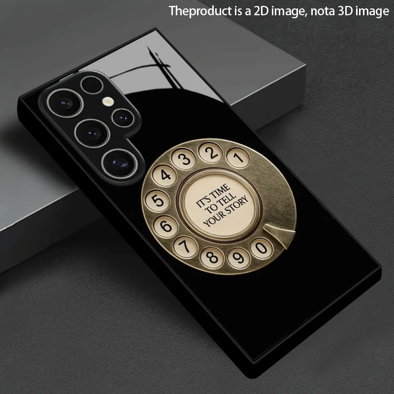 2D Dial Pad Pattern Vintage Phone Case for Samsung S26 S25 S24 S23 S22 S21 S20 A56 A36 A16 Tempered Glass Protective Cover