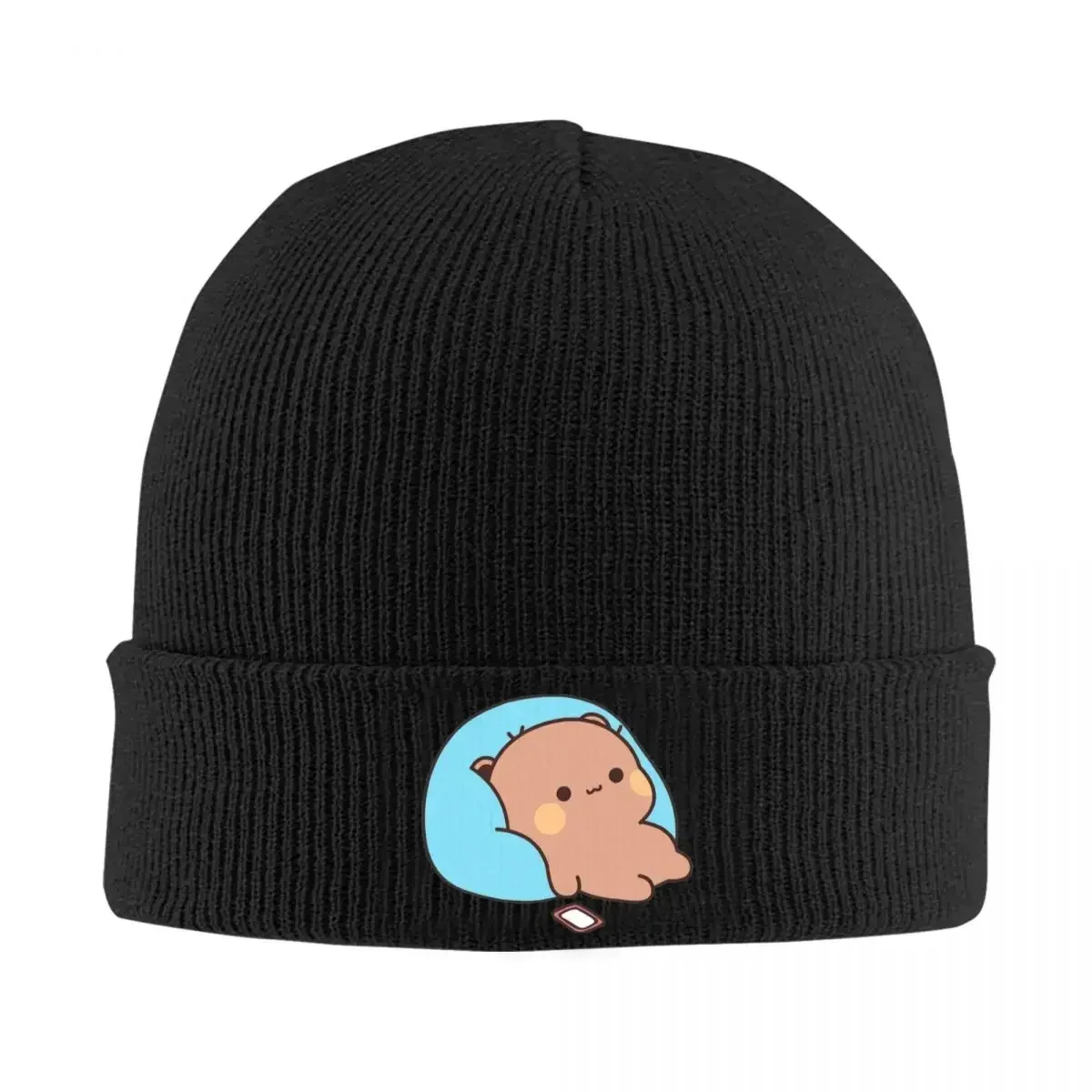 Bear DuDu Waiting A Call From Panda BuBu Beanie Hats Bonnet Hats Men Women Street Skullies Beanies Spring Printed Head Wrap Caps