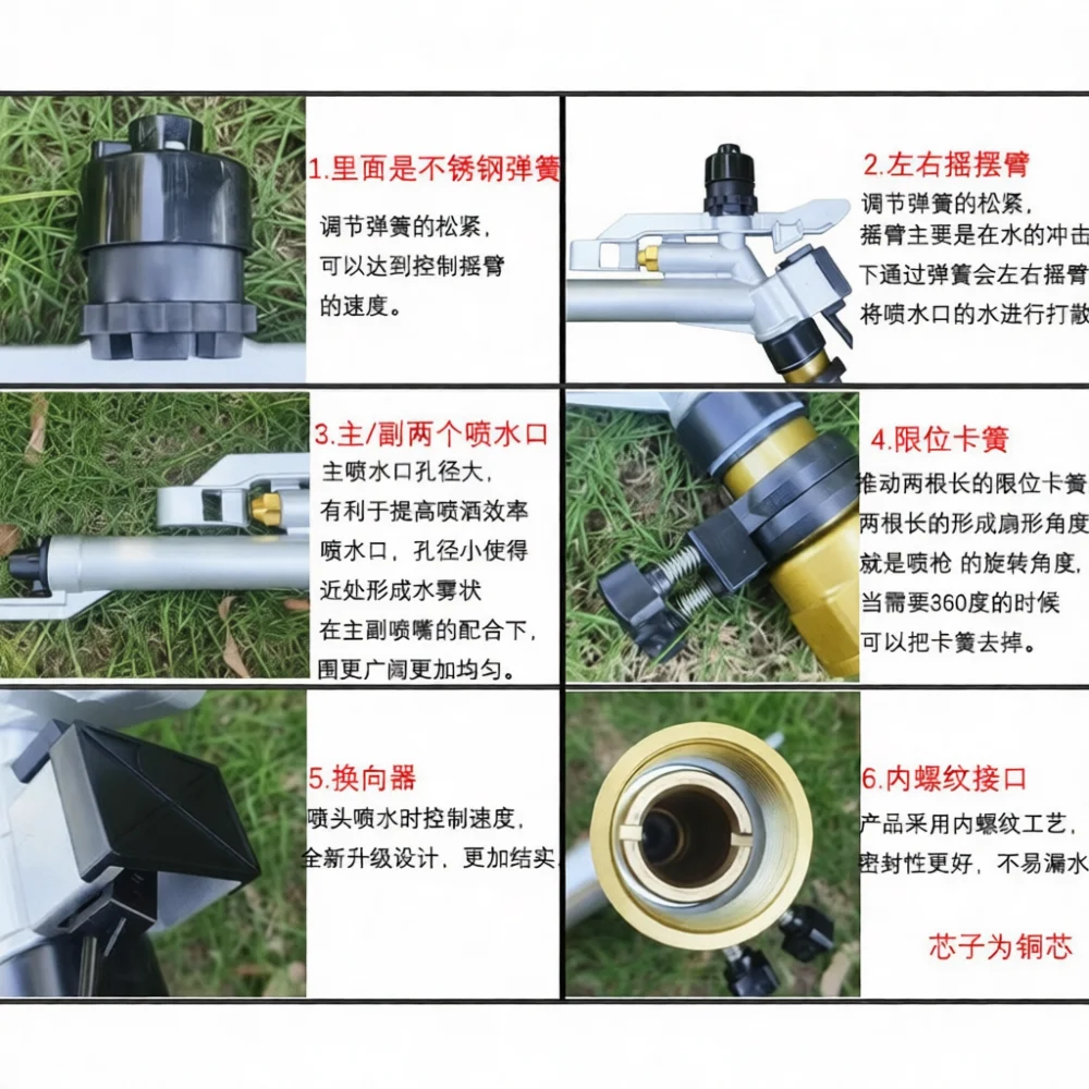 High Quality Rocker Impact Sprinkler Automatic Rotating Water Applicator For Agriculture Garden Lawn Dust Control Tool