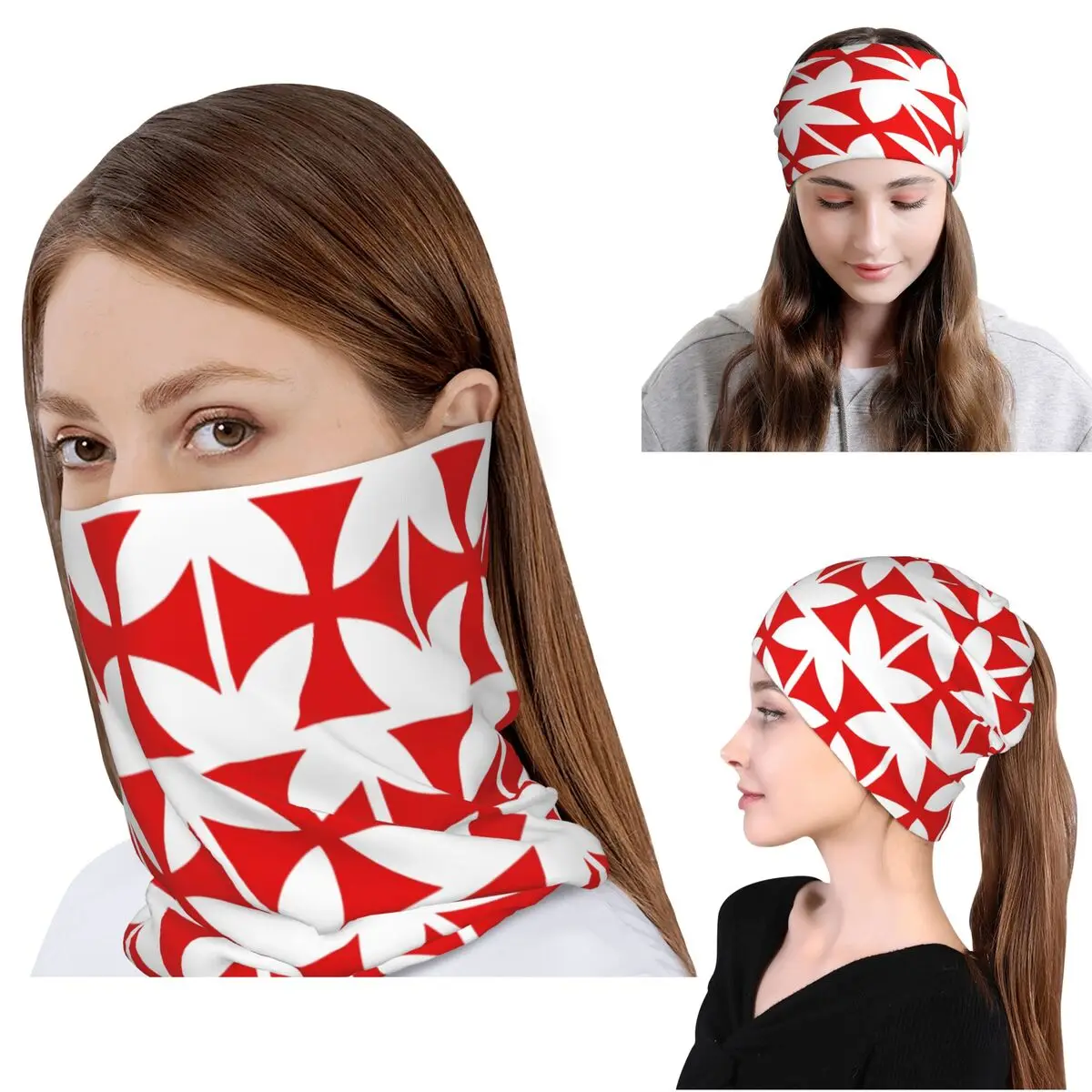 Medieval Emblem Templar Sofa Ordre Du Temple Cross Bandana Neck Gaiter Magic Scarf  Headband Beanies Hat for Men Women Windproof