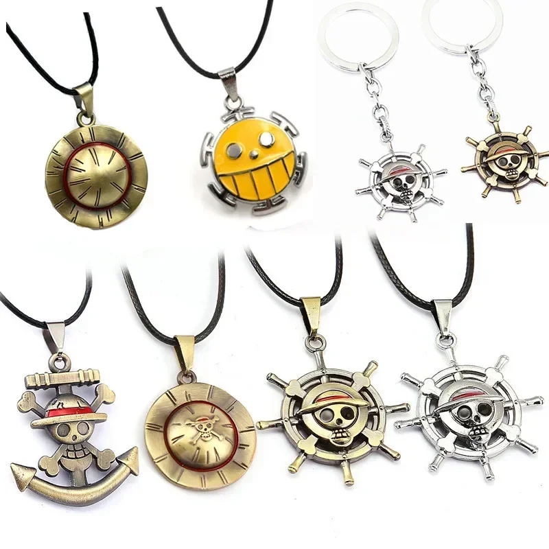 Anime Necklace Ace Pendant Chain Choker Hat Rudder Logo Alloy Necklaces Accessories Cosplay Nice Gift