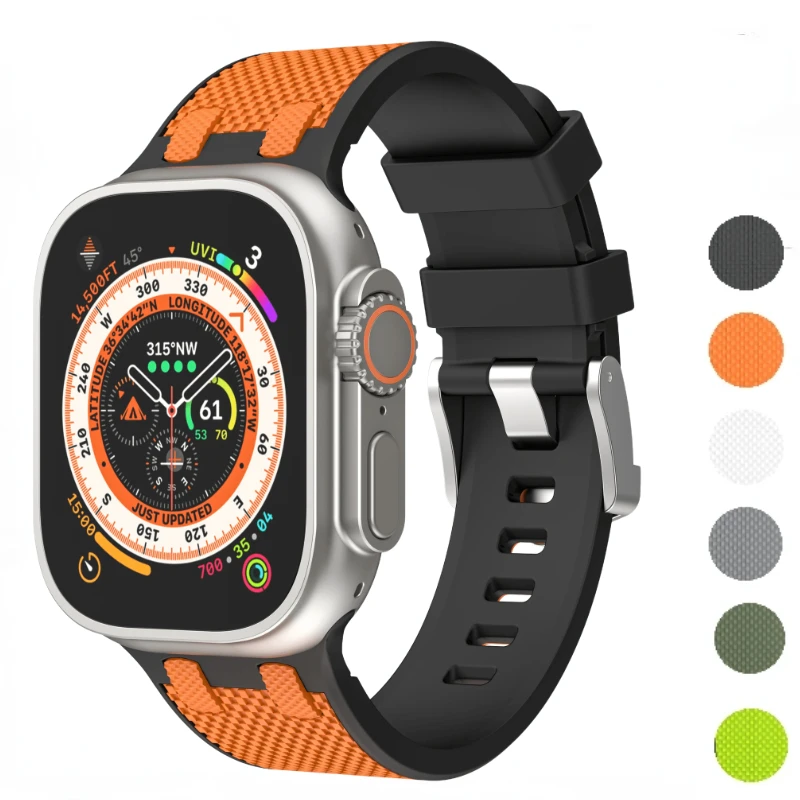 

Silicone Strap For Apple Watch Series Band Ultra/2 49mm 10 42mm 46mm 9 8 7 45mm bracelet iWatch 6 5 4 3 SE 44mm 42mm 38mm Belt