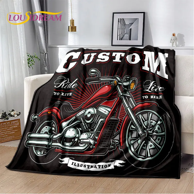 3D Retro Vintage Motorcycle Soft Plush Blanket,Flannel Blanket Throw Blanket for Living Room Bedroom Cover Beds Sofa Picnic