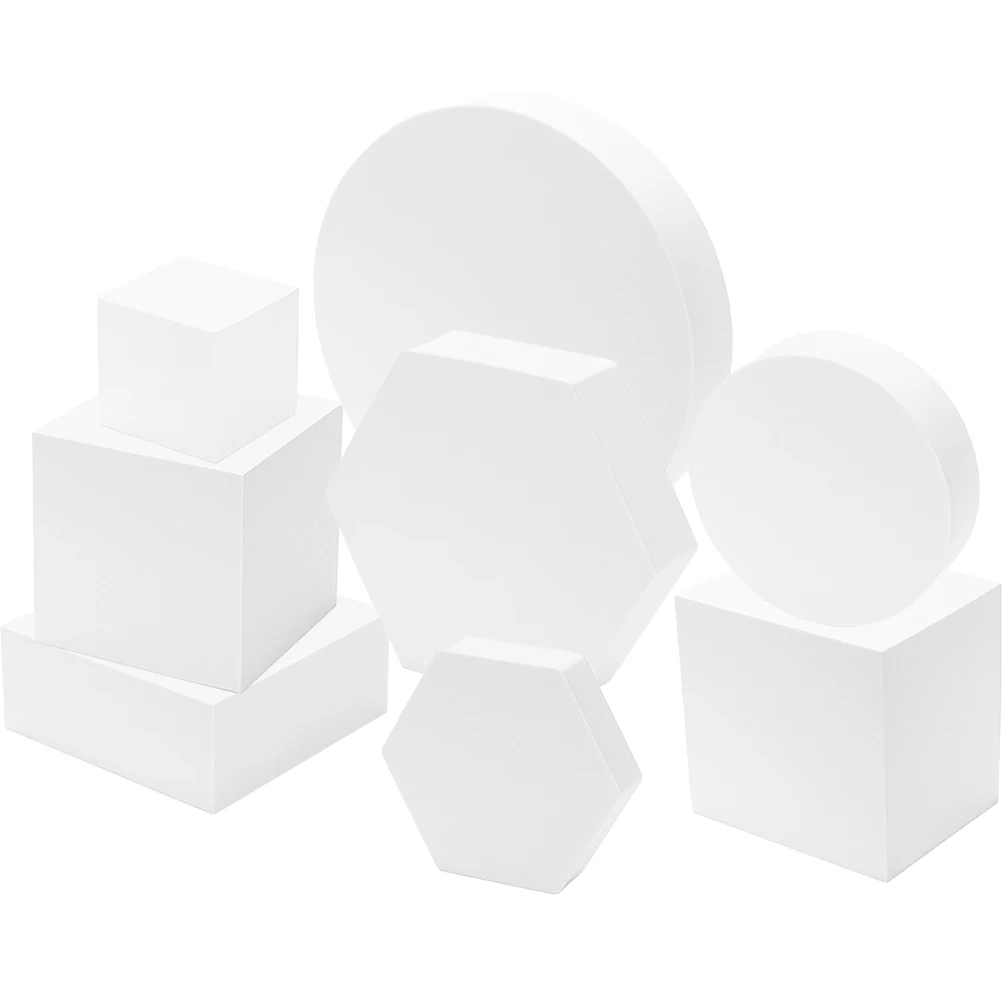 

8pcs Geometry Cube Photo Props White Mix Shapes for Jewelry Cosmetics Photography Background Display Setup Accessories Durable