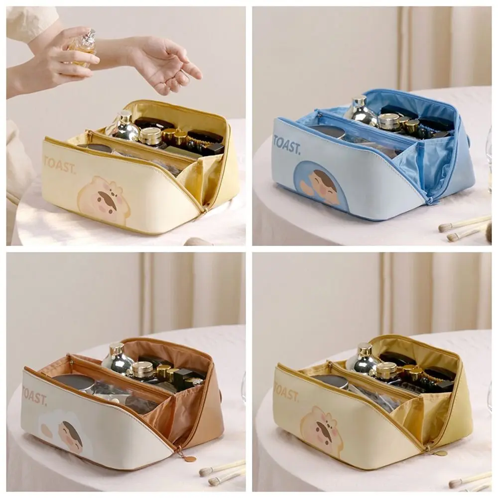 

Letter Shell Shape Makeup Pouch Bag Waterproof Cartoon Print PU Leather Cosmetic Bag Large Capacity Multifunction