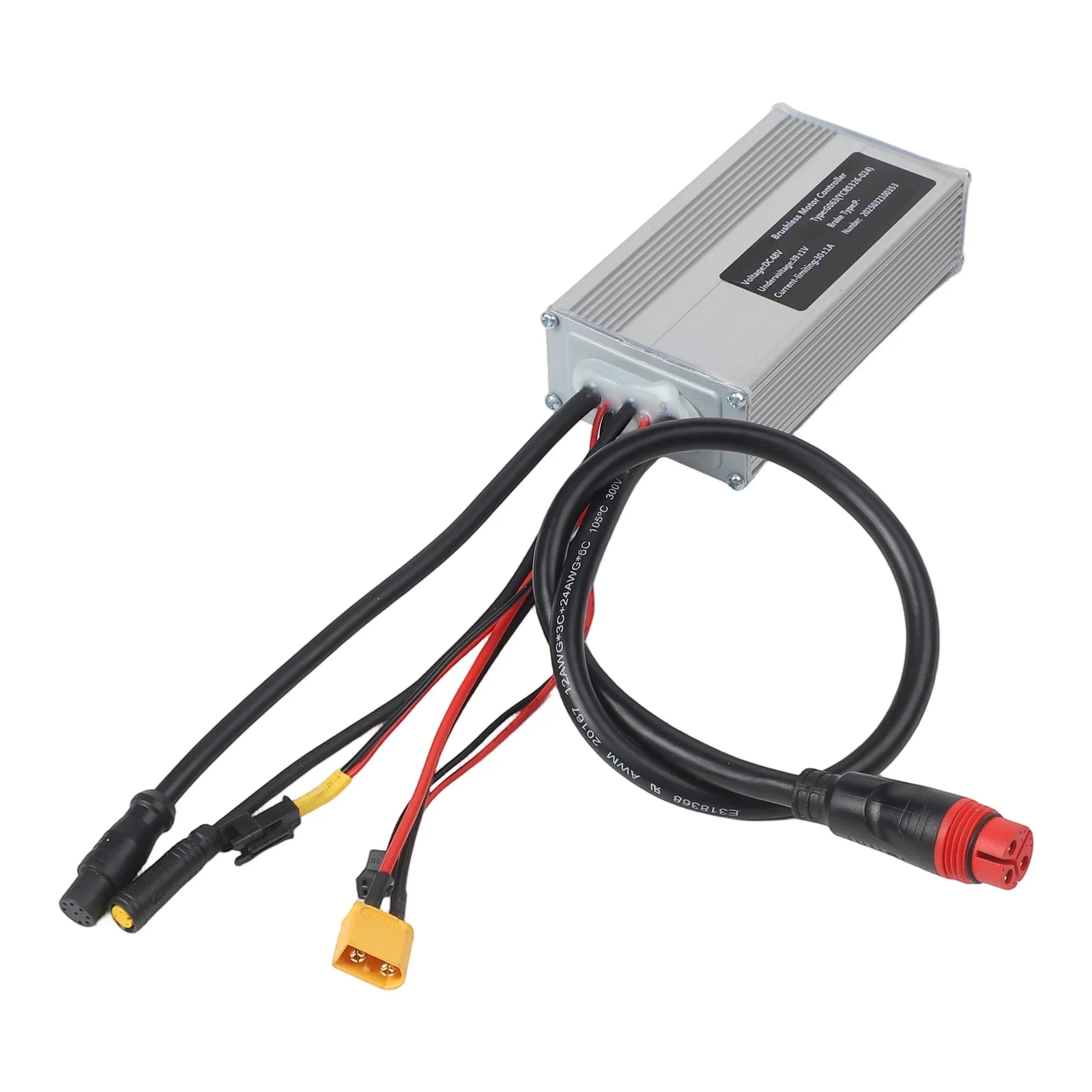 Aluminum Alloy Brushless Controller Ebike Control System Black Brushless Motor Compatible With UART Lamp Wire Included