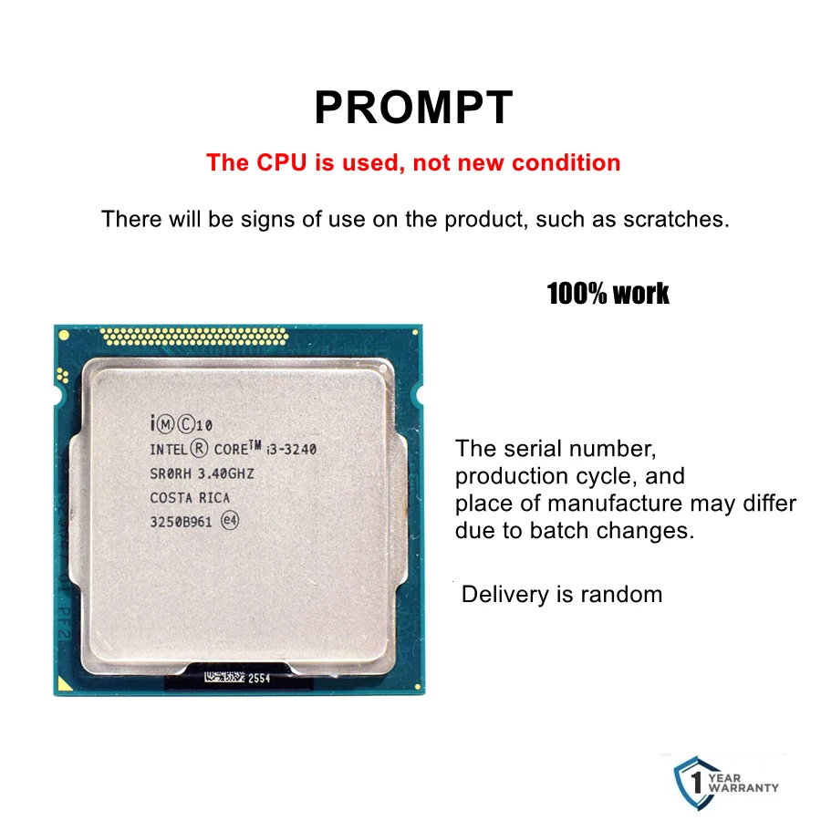 معالج Intel Core i3 3240 3.4 جيجا هرتز ثنائي النواة 3 ميجا بايت كاش LGA 1155 CPU