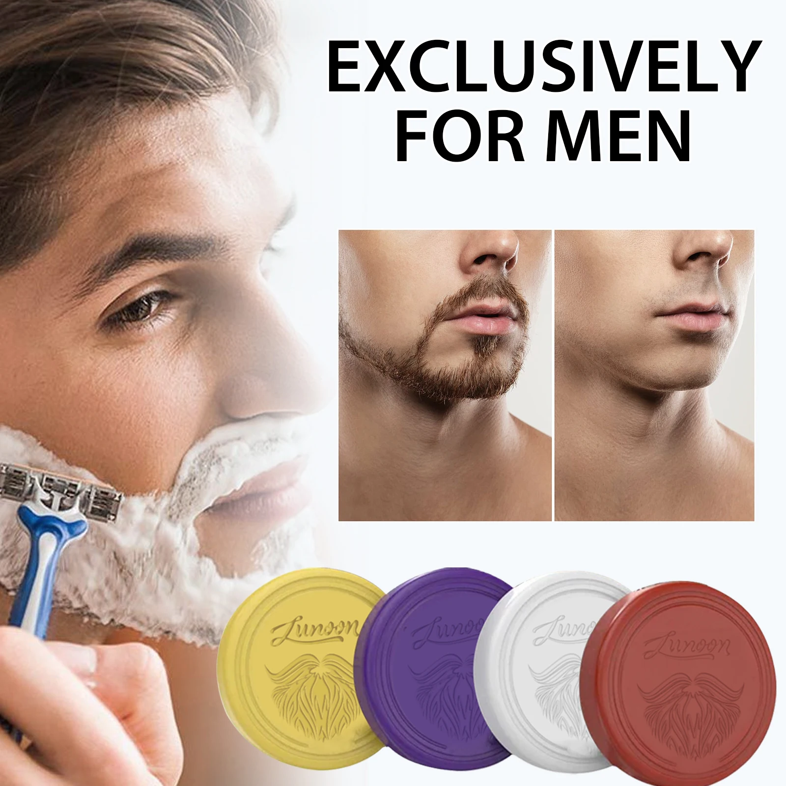 

LUNOON Natural Men's Shaving Soap Bar Set - 4 Scents, Moisturizing, Beard Softening, Smooth Shave, Gentle & Refreshing for Men