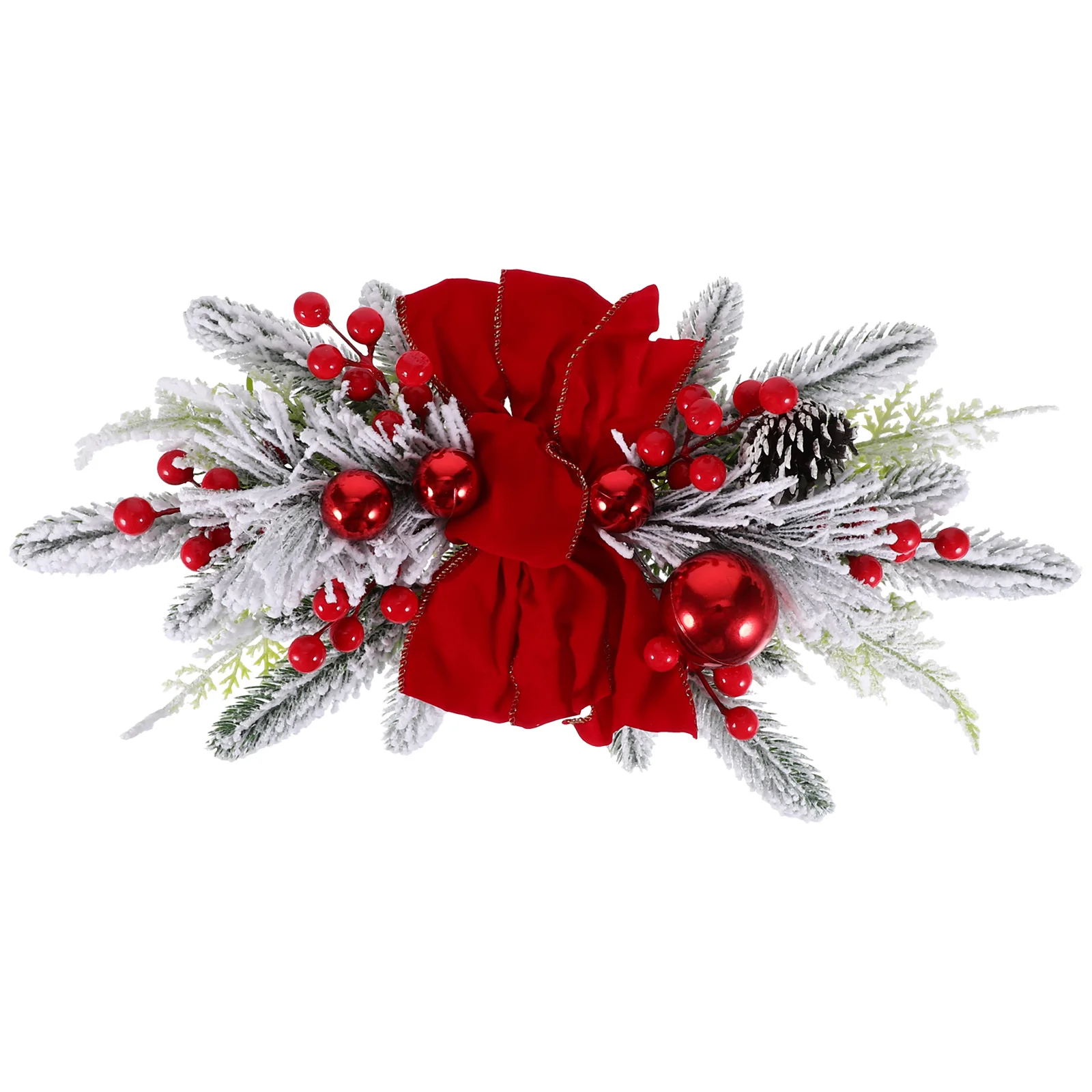 

Christmas Wreath Pendant 45x20cm Red Lighted Door Decorations Glowing Cloth Xmas Ornament Stair Wall Holiday Party