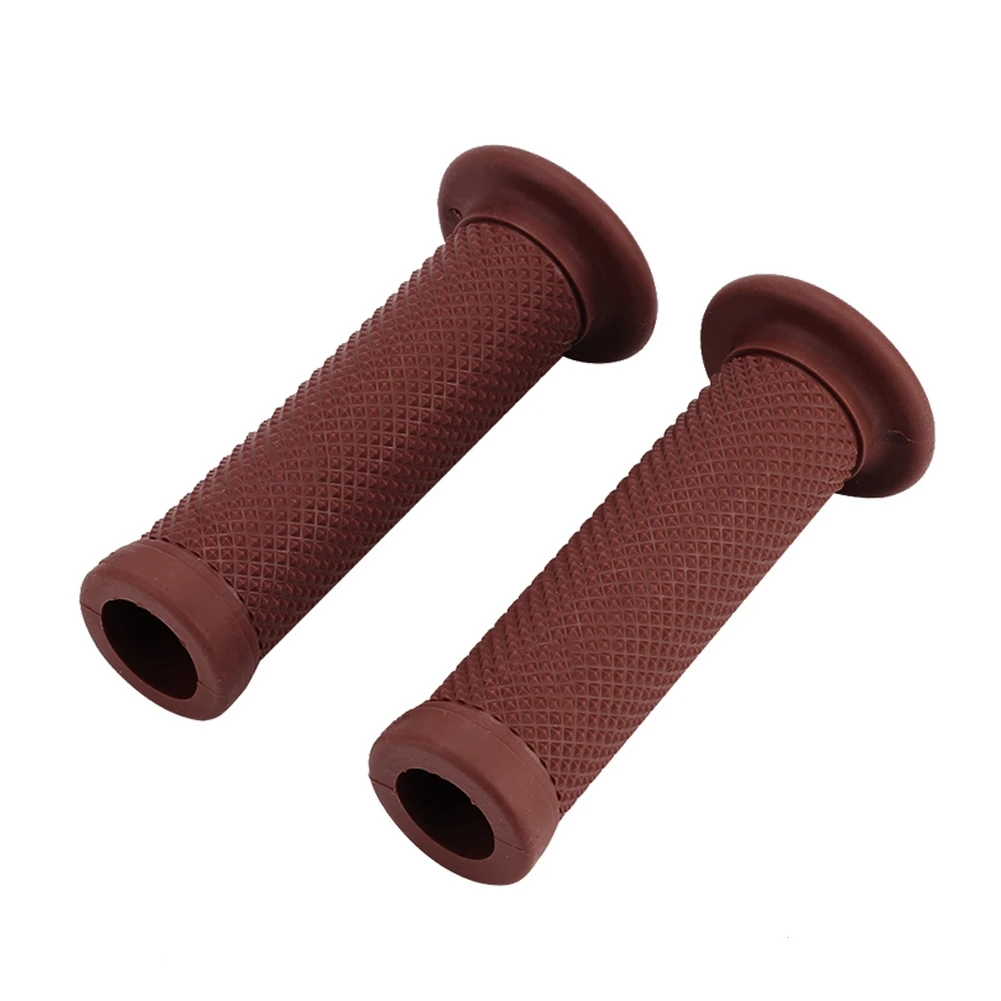 2Pcs 22mm Universal Vintage Motorcycle Handlebar Grips Star Decor Handle Bar Ends Red Brown
