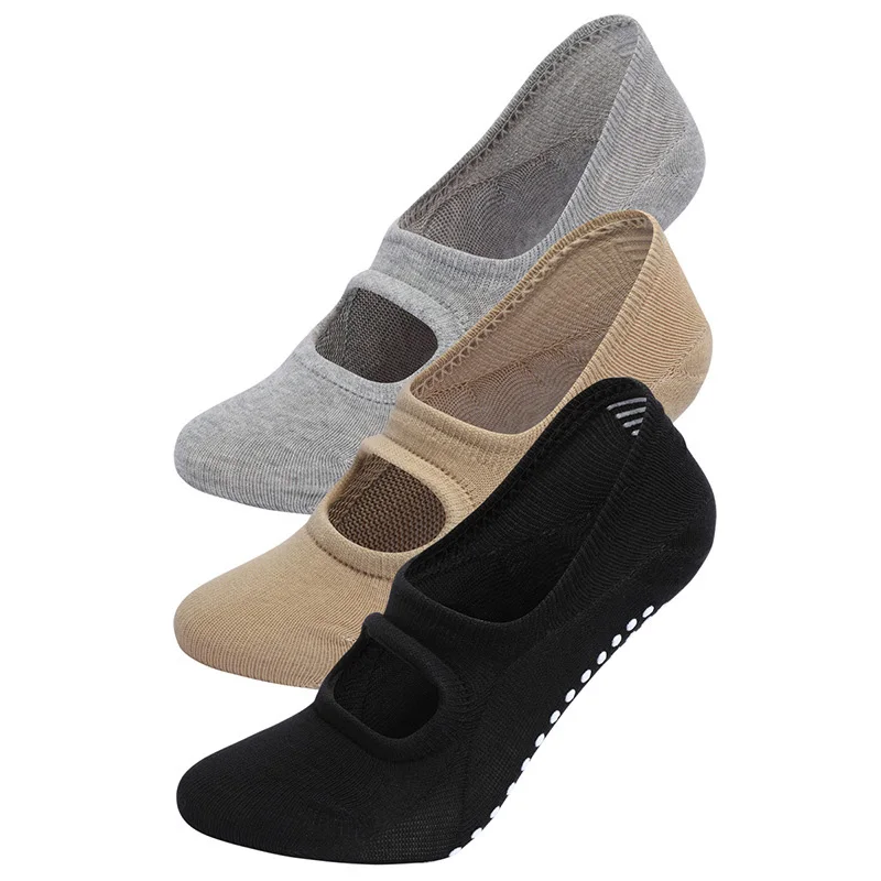 

1 pair of women's solid color boat socks anti slip yoga Pilates ballet socks