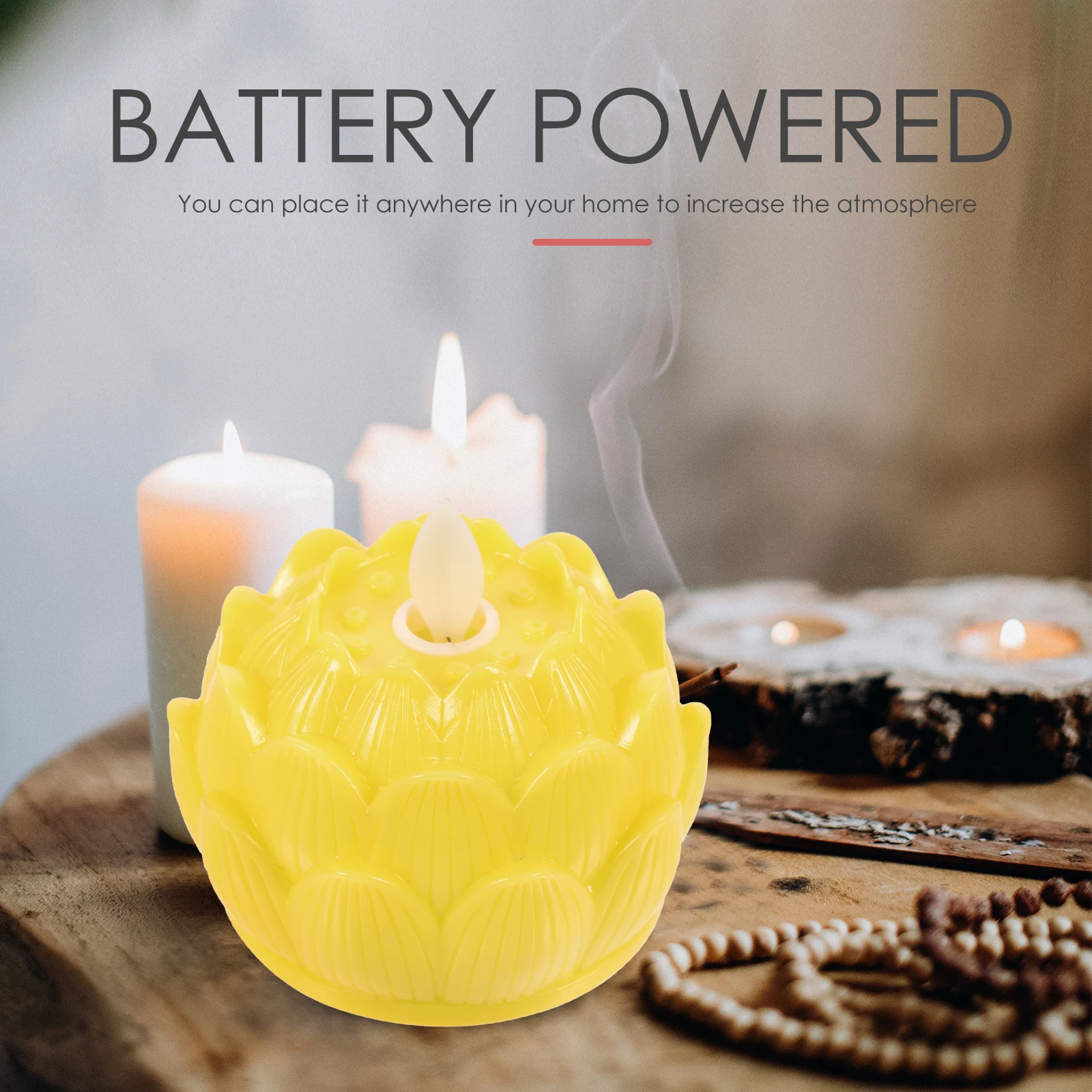 

6Pcs LED Electronic Lamp Lotus Shape Ornament Buddha Hall Home Decoration Light Lotus Design Lamp Light Ornament