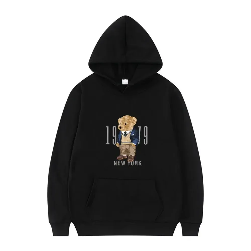 Men's and women's hooded sportswear, plush teddy bear printed sweater, fashion brand, hip-hop, autumn and winter, new fashion me