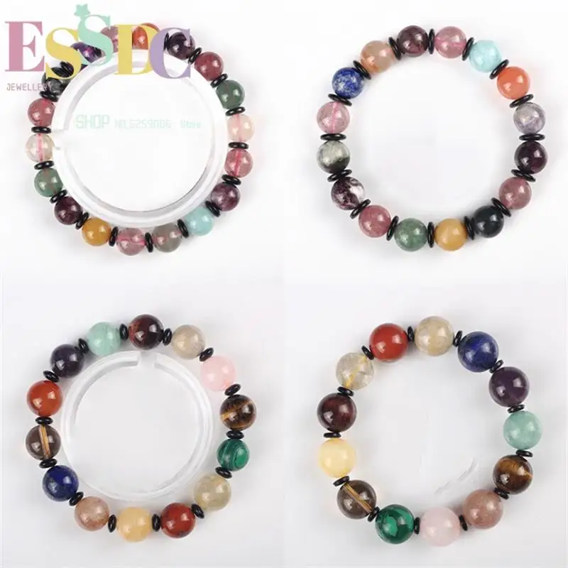 

Beautiful Genuine Natural Transfer Luck Multi Onyx Hand String Colorful Energy Stone Single Circle Beaded Female Bracelet